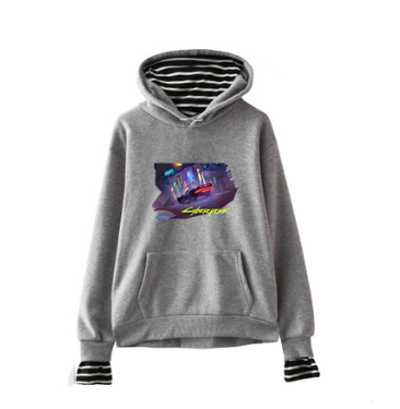 Cyberpunk 2077 striped sleeve Hoodie