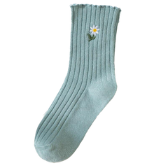 Solid Color Little Flower Socks