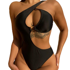 One-Shoulder One-Piece Black Swimsuit