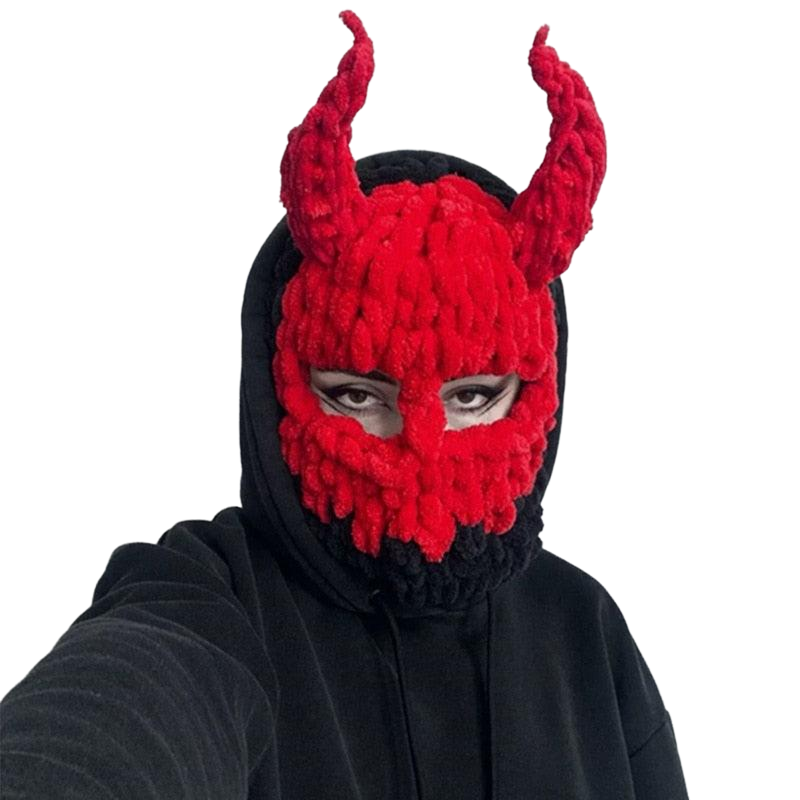 Devil's Horn Knit Balaclava