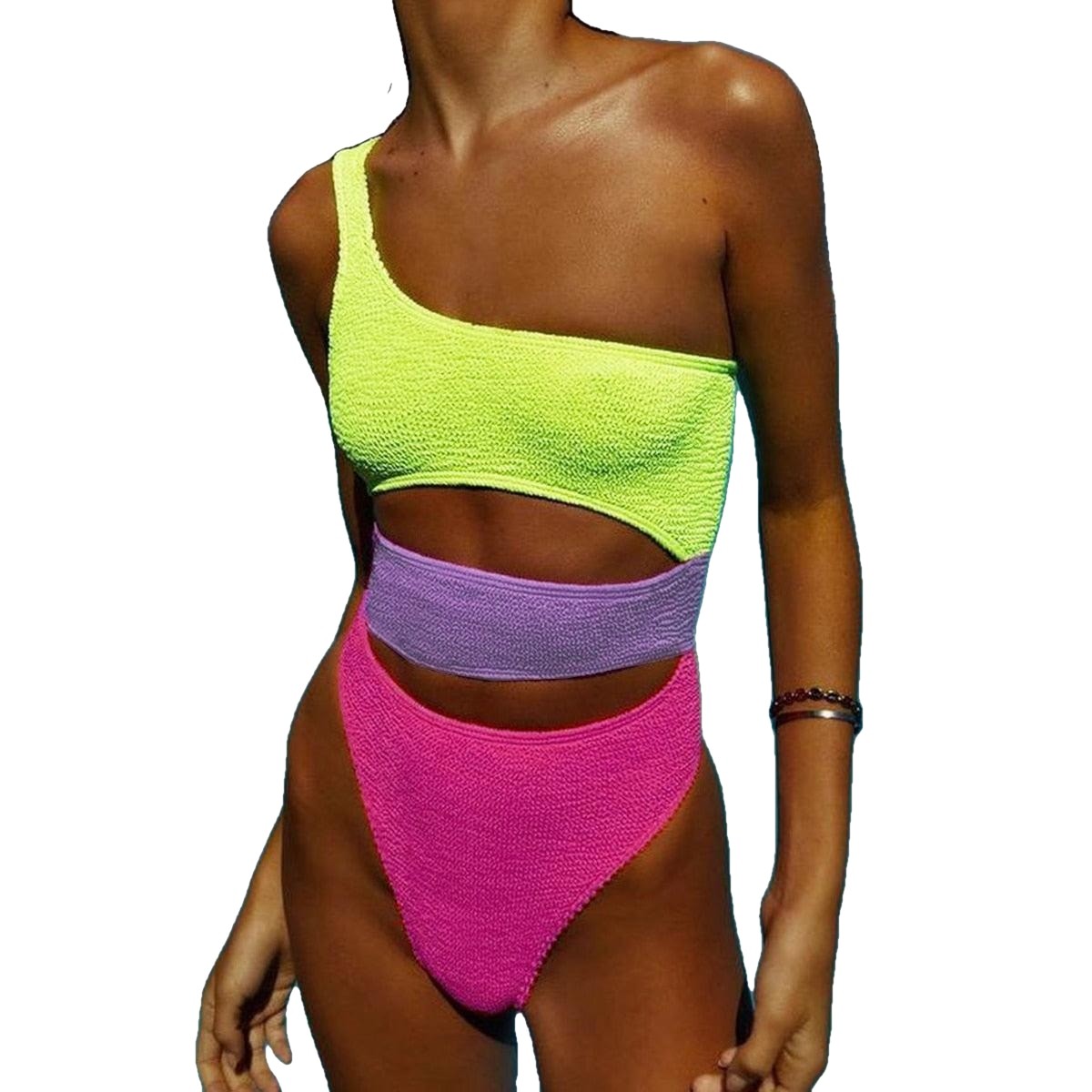 One Shoulder Fluorescent Monokini