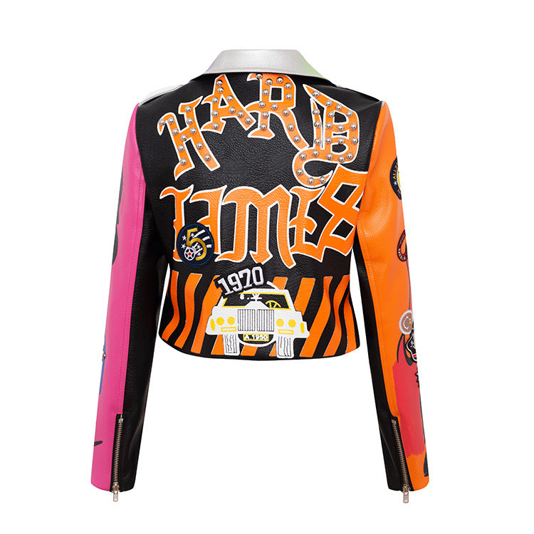 Colourful Motorcycle PU Jacket