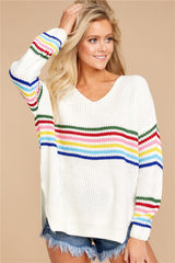 Rainbow Striped Knitted Sweater