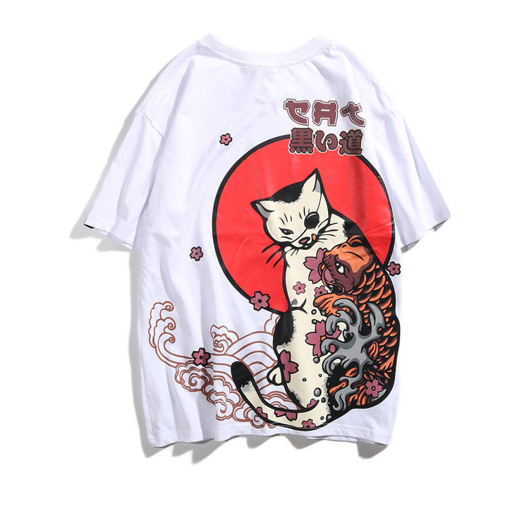 Asian street design Cat&Koi T-shirt