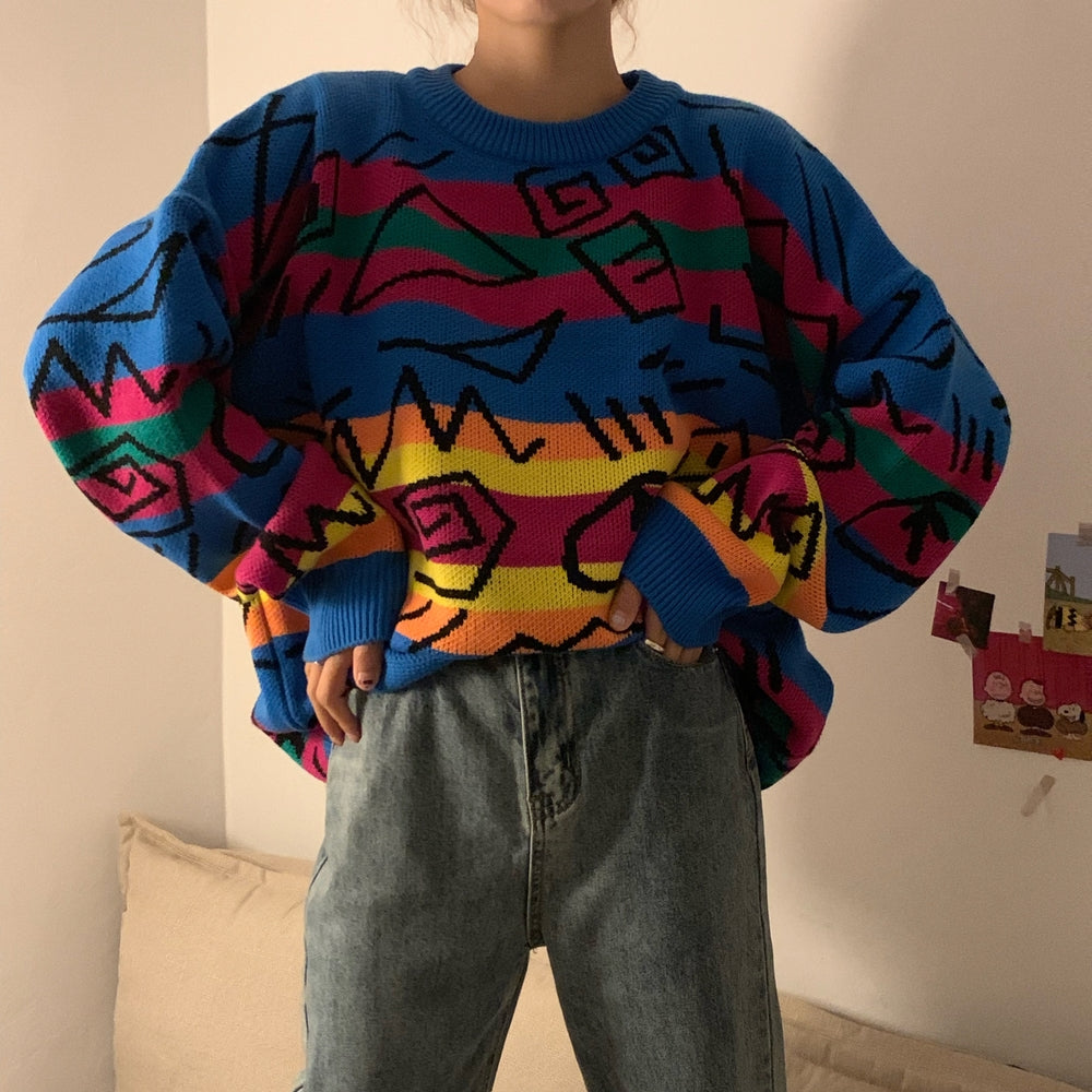 Hieroglyphs Rainbow Knitted Sweater