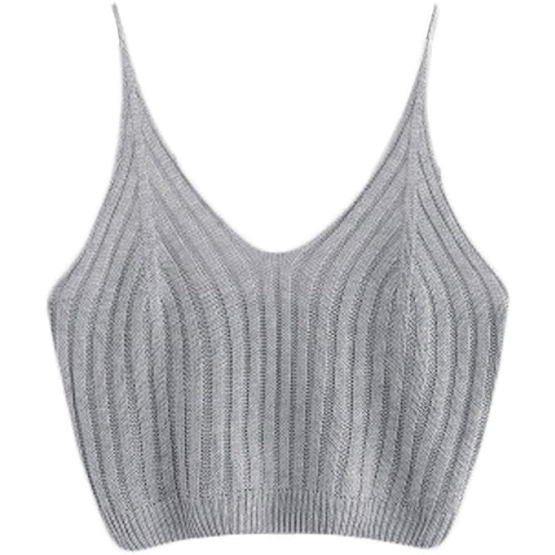 Solid Color Ribbed Knit Crop Top