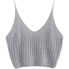 Solid Color Ribbed Knit Crop Top