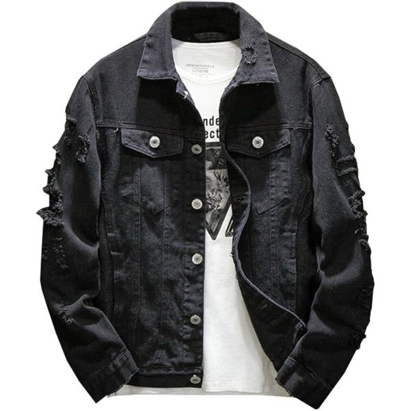 Ripped Slim Fit Denim Jacket