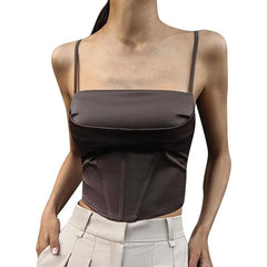 Aesthetic Slim Fit Satin Crop Top Corset