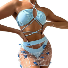 Lace-up Split Three-Piece Set Swimwear