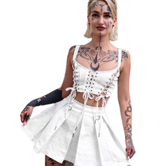 Gothic Grunge White Crop Tops