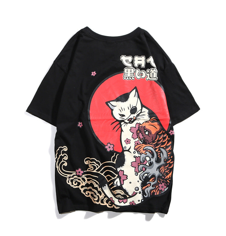 Asian street design Cat&Koi T-shirt