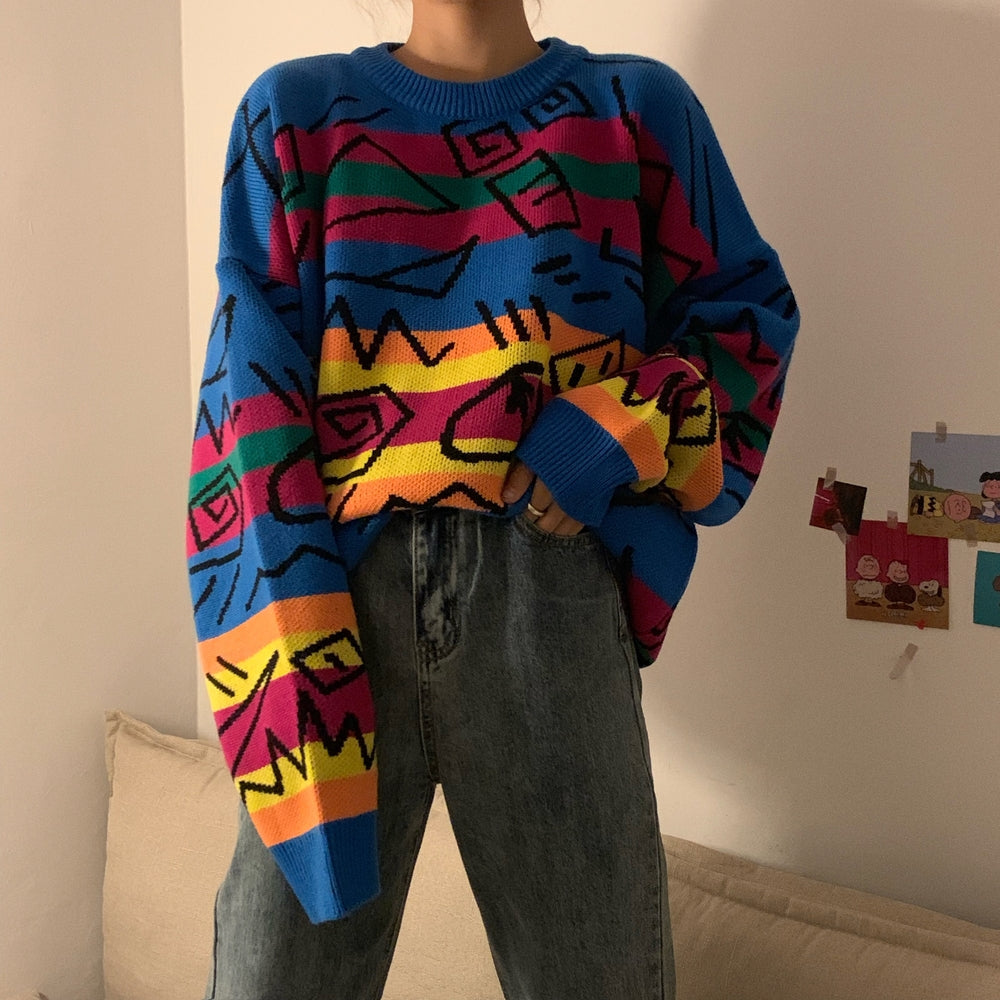 Hieroglyphs Rainbow Knitted Sweater