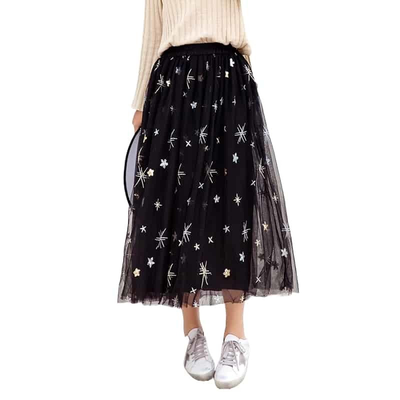 Galaxy Skirt High Waist Embroidery Skirt