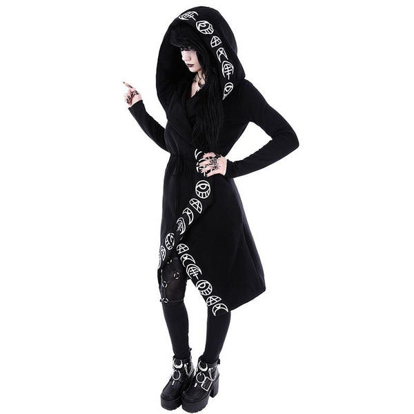 Gothic Moon Phases Coat Hooded