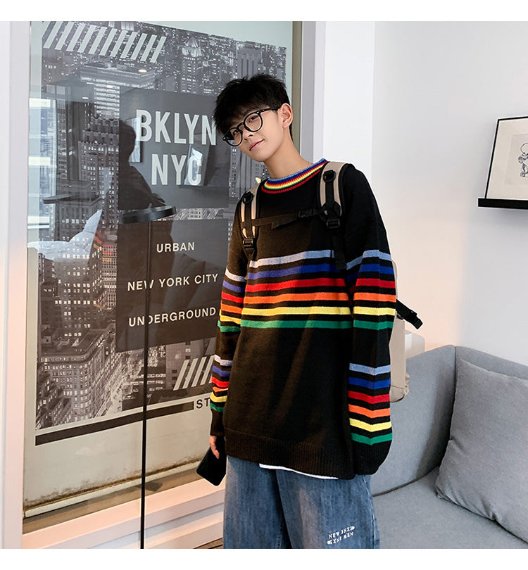 Rainbow Stripe Oversize Sweater