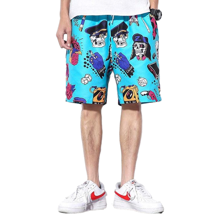 Retro Punk Waterproof Beach Shorts