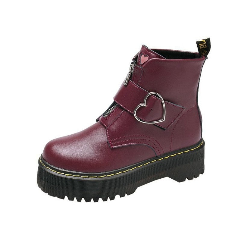 Heart PU Vegan Leather Boots