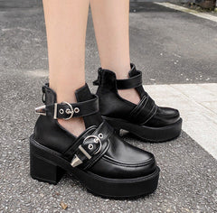 Punk Black PU Vegan Boots