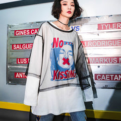 No kissing long sleeve oversized Top