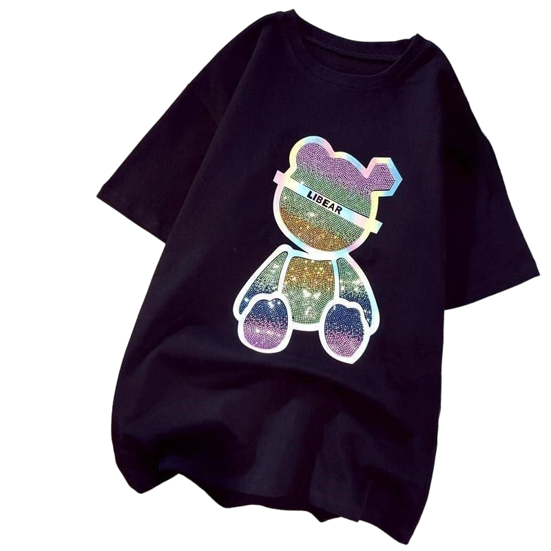 Loose Solid Color Bear T-Shirt