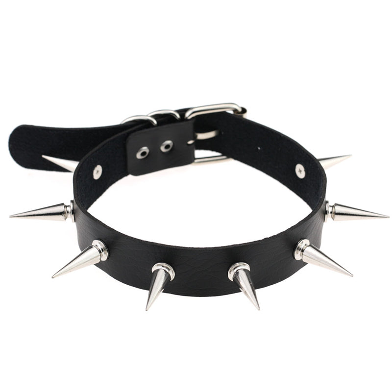 Punk Gothic Leather Spike Collar