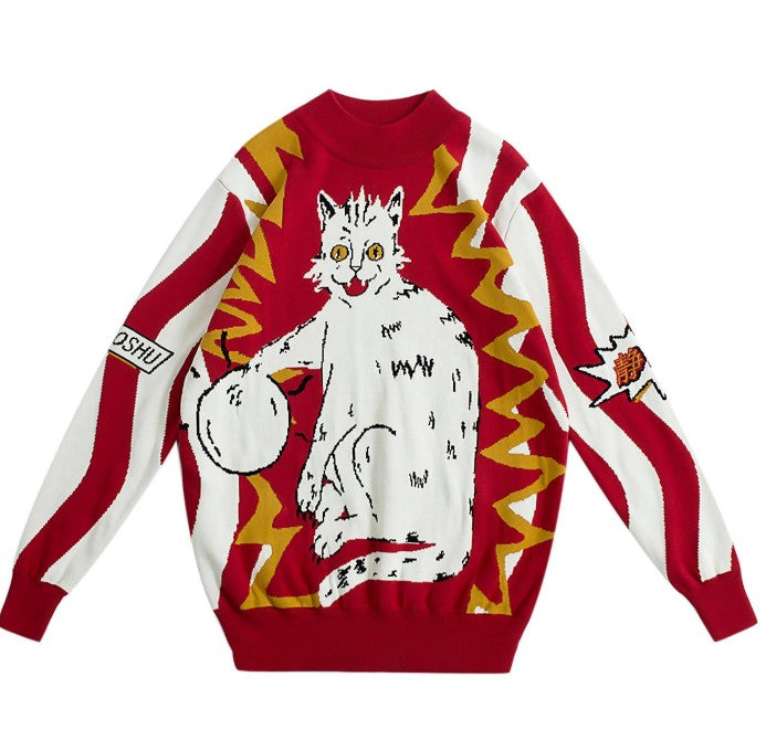 Electric Cat Knitted Oversize Sweater