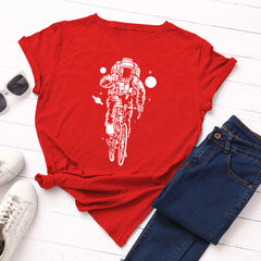 Cycling Astronaut T-shirt Cycling Through The Galaxy