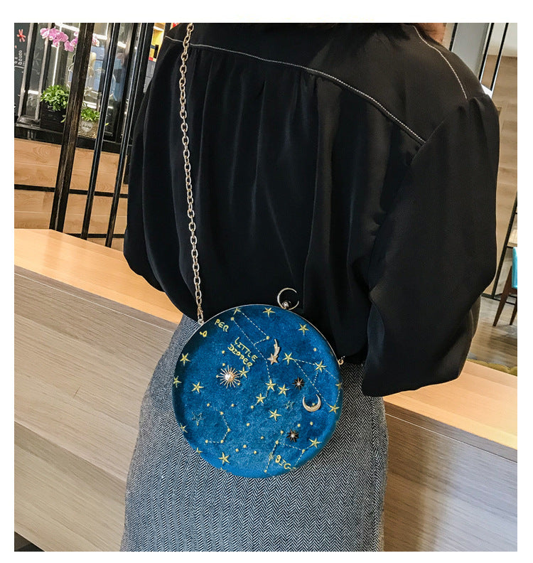 Galaxy Moon Suede Zipper Bag