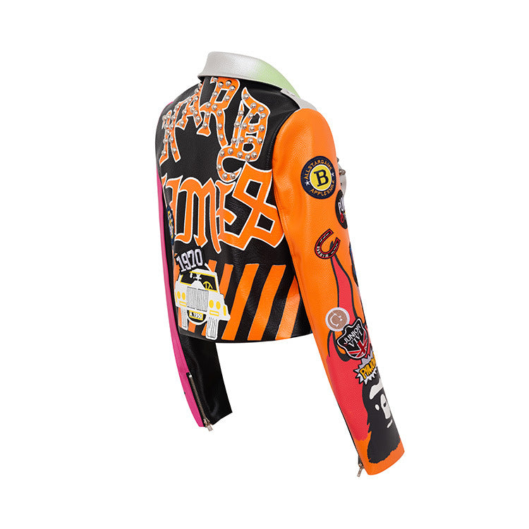 Colourful Motorcycle PU Jacket