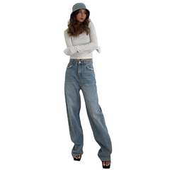 Distressed High Waist Loose Pants