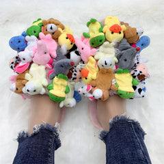 Cotton Furry Flip Flops Cute Teddy Bear Slippers