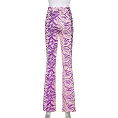 Zebra Pattern Flare High Waist Pants