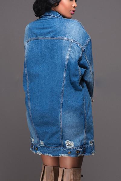 Hole Ripped Loose Denim Coat