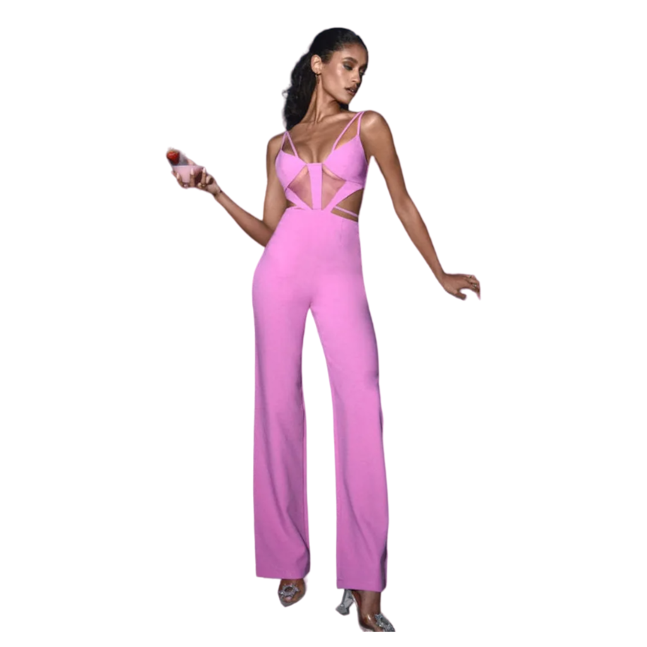 Sleeveless Pink Evening Jumpsuit