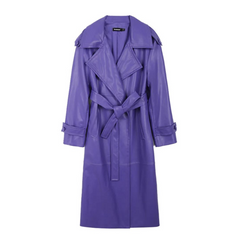 Elegant PU Leather Trench Coat