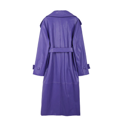 Elegant PU Leather Trench Coat