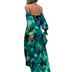 Green Off-Shoulder Spring Dress
