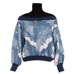 Crane Printed High Collar Sweatshirt