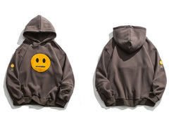 Zipper Pocket Smile Face Hoodie