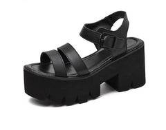 Grunge Black Platform Women Sandals