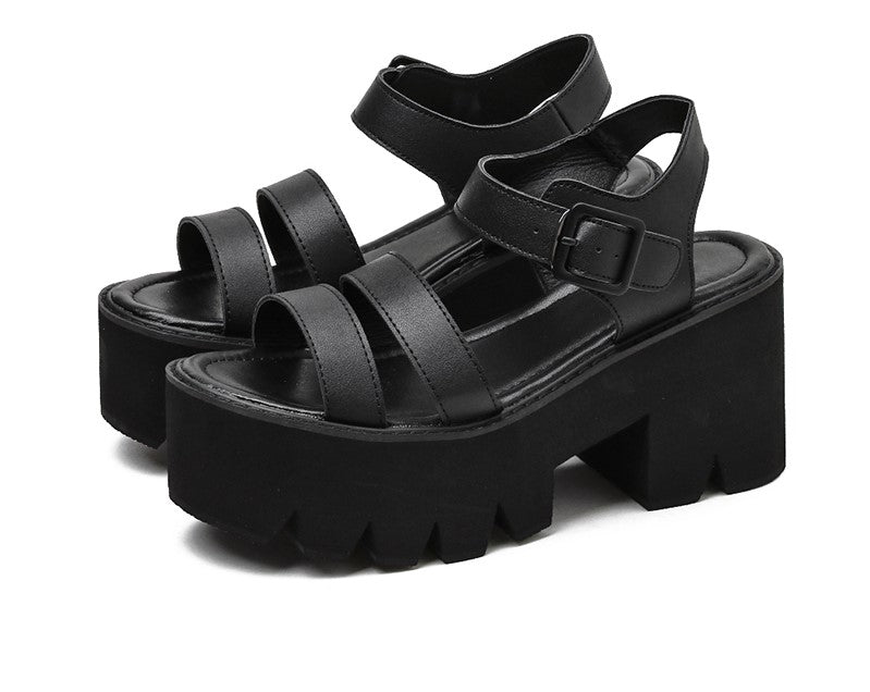 Grunge Black Platform Women Sandals