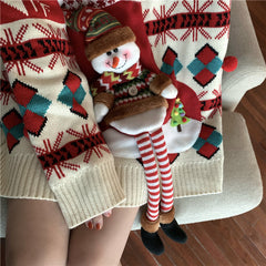 Snowman Christmas Long Thick Plus Oversize Sweater