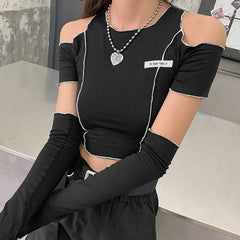 E-Girl Style Patchwork Black Gothic Blouse