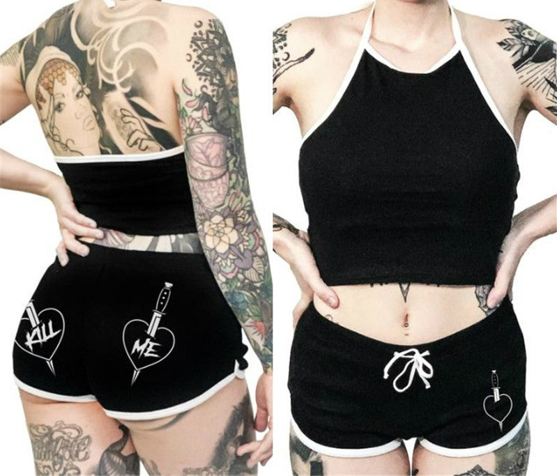 Goth Punk Plus Size Shorts & Top