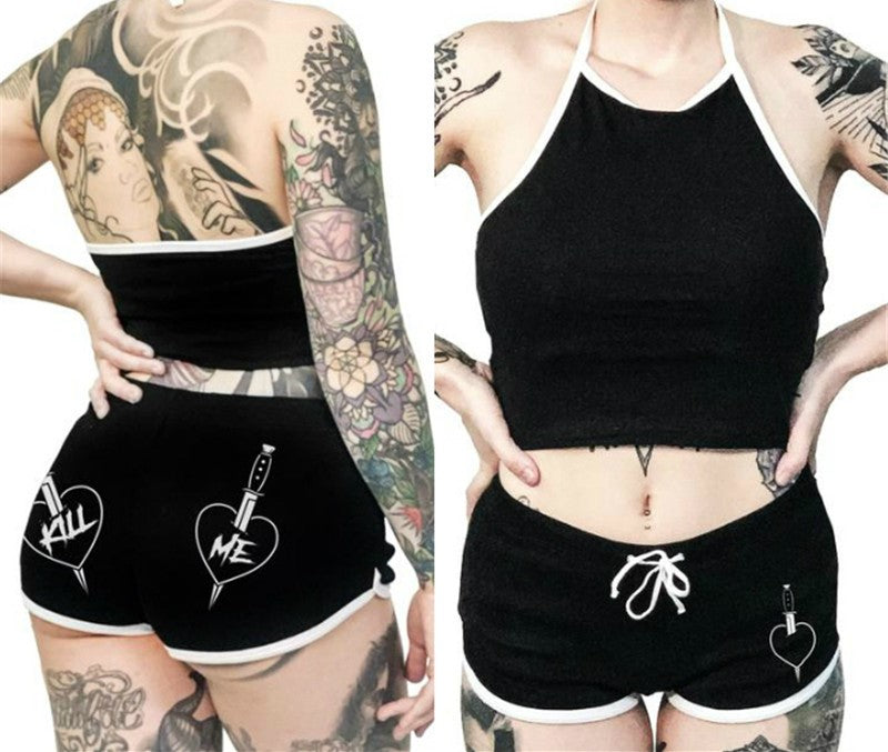 Goth Punk Plus Size Shorts & Top