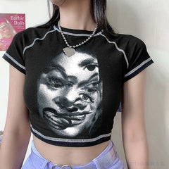 Gothic Human Face Crop-Top