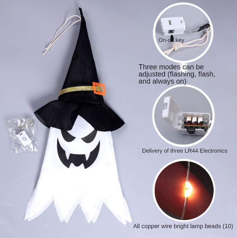 Halloween Light Wizard Hat Pendant Ghost Decorate