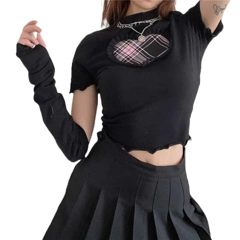 Heart Style Turtle-neck Crop-Top