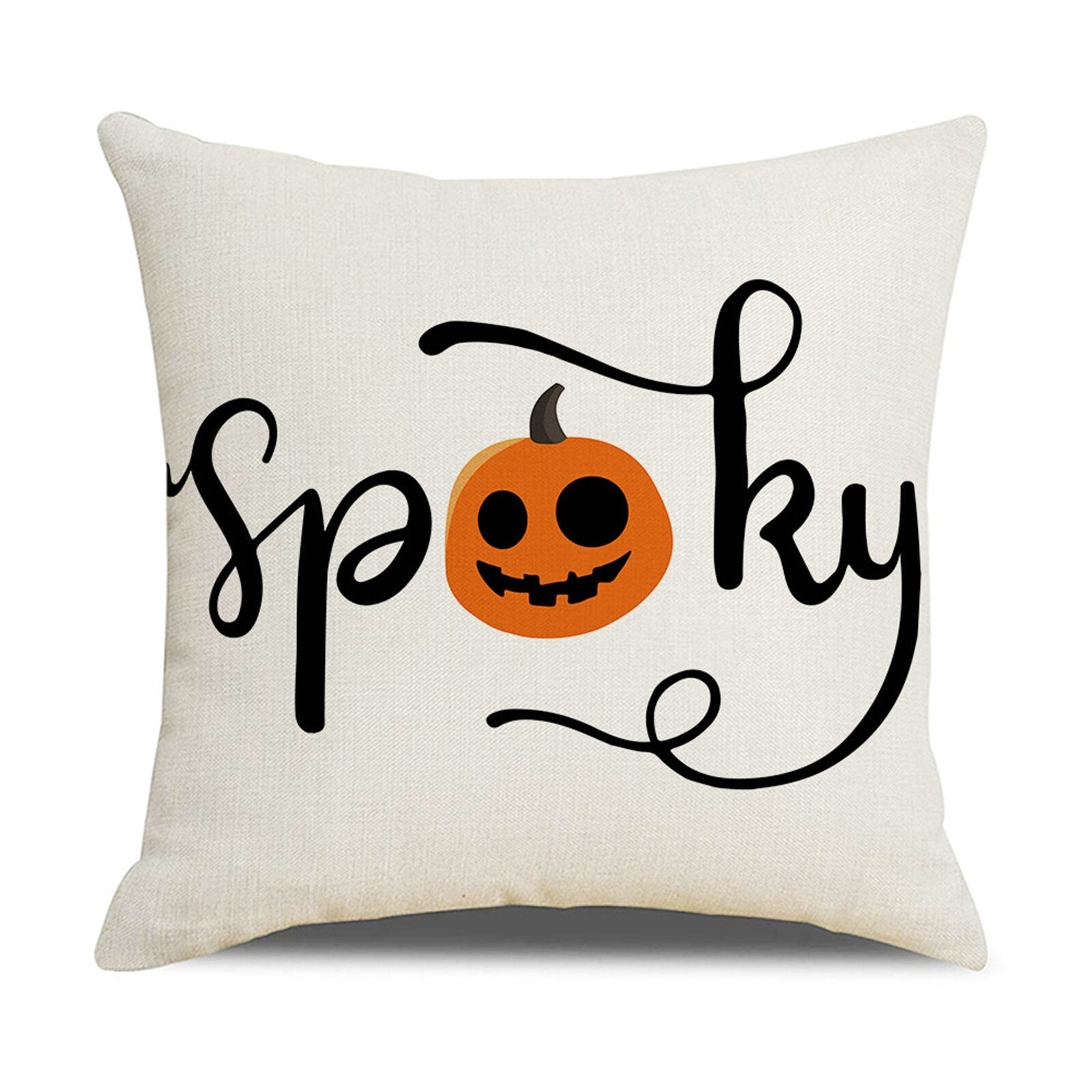 Happy Halloween Cushion Cover Linen Pumpkin